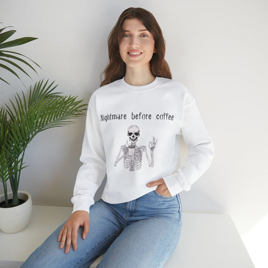 Nightmare Before Coffee Lovers Skeleton Crewneck Sweatshirt