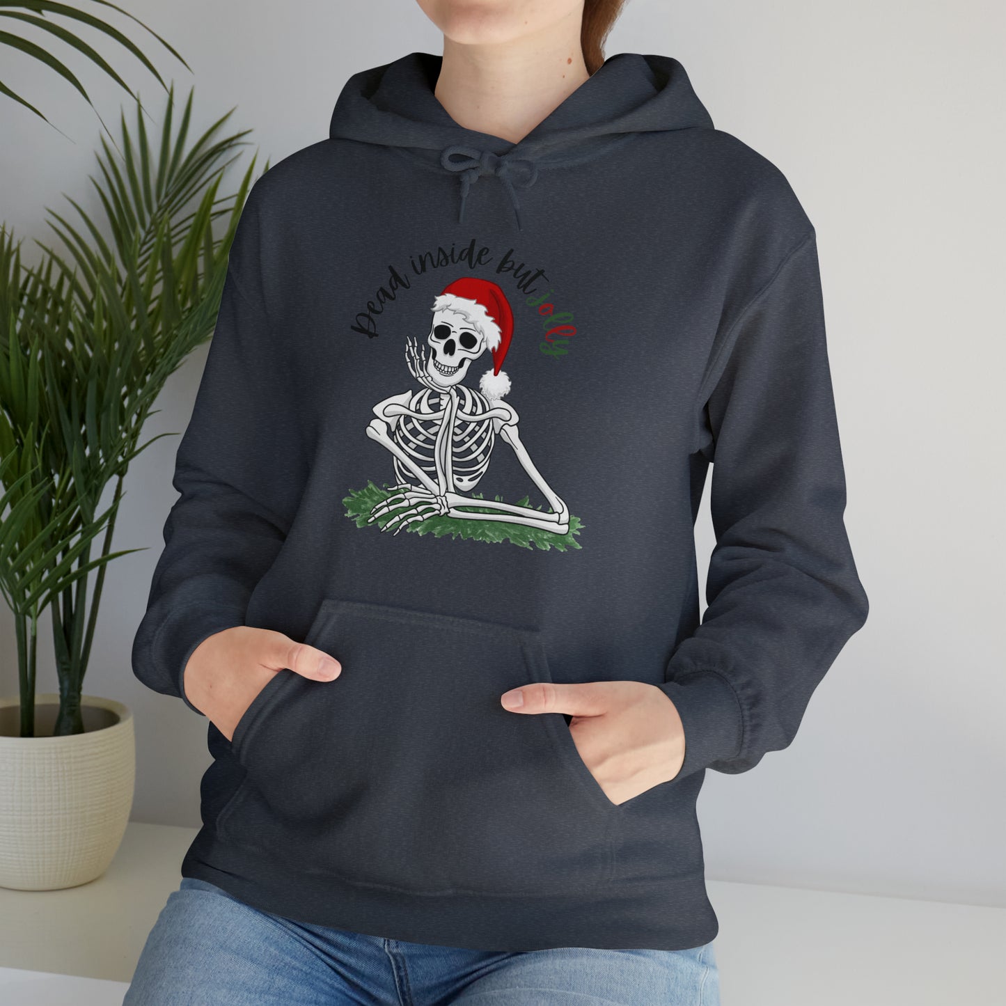 Dead Inside But Jolly Christmas Skeleton Hooded Sweatshirt
