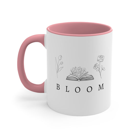 Bloom Flower and Book Colorful Accent Coffee Mug, 11oz