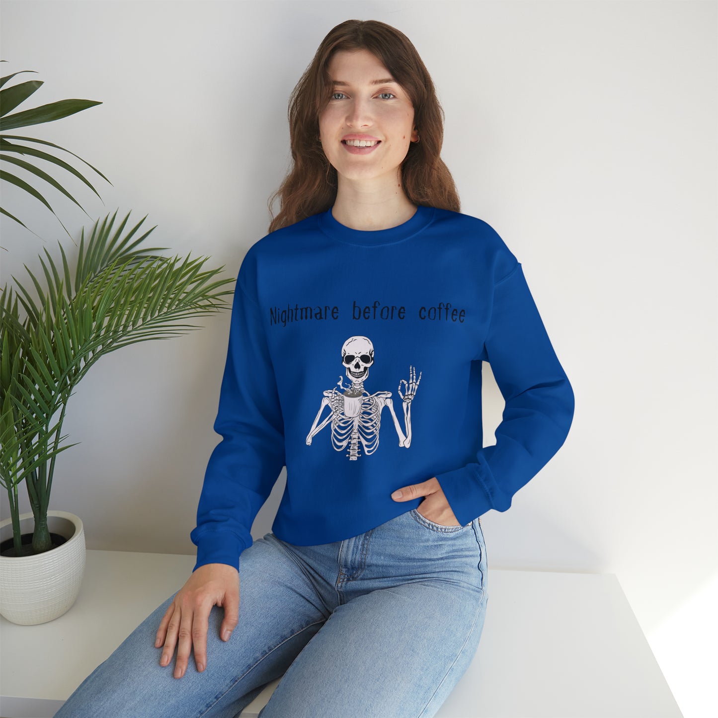 Nightmare Before Coffee Lovers Skeleton Crewneck Sweatshirt