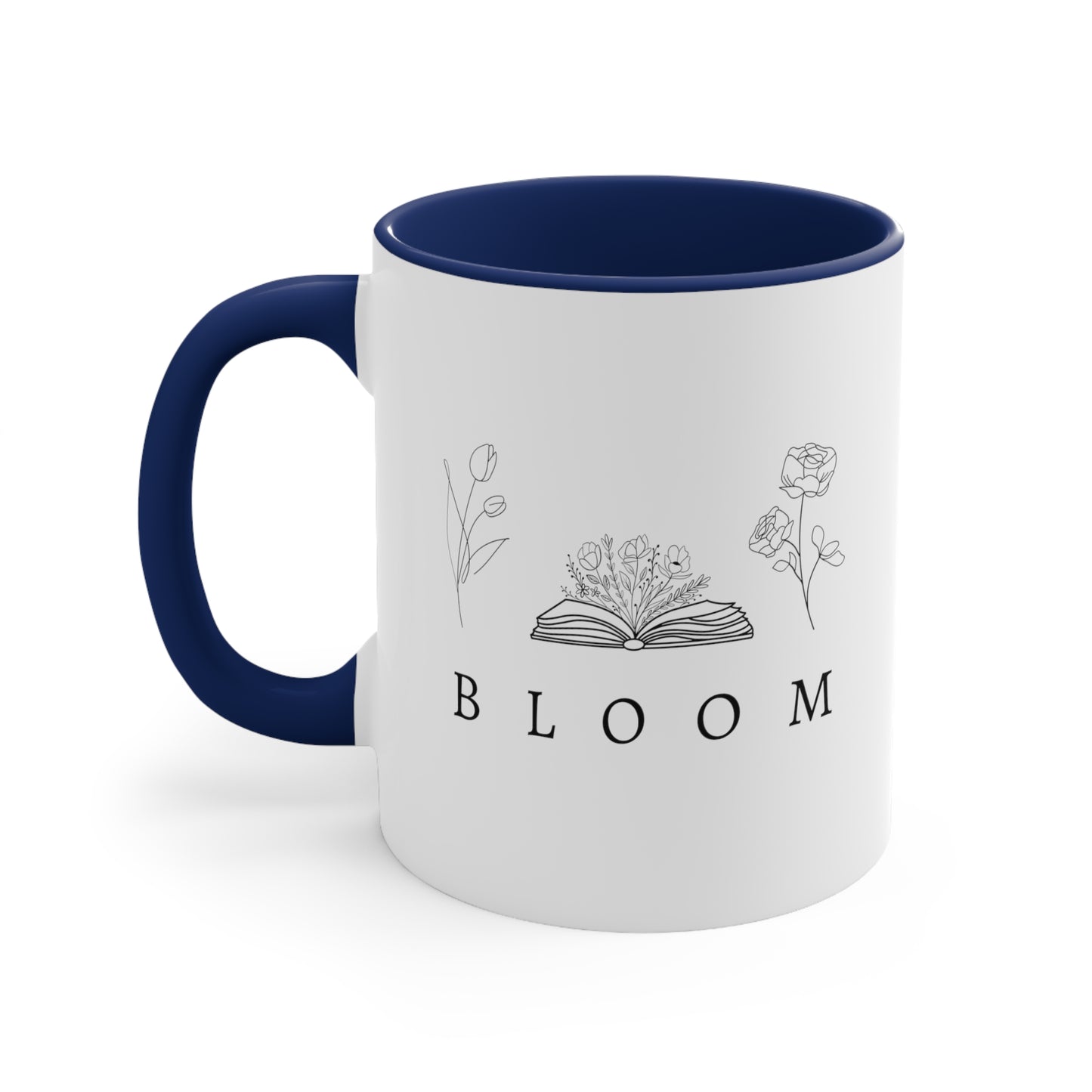 Bloom Flower and Book Colorful Accent Coffee Mug, 11oz