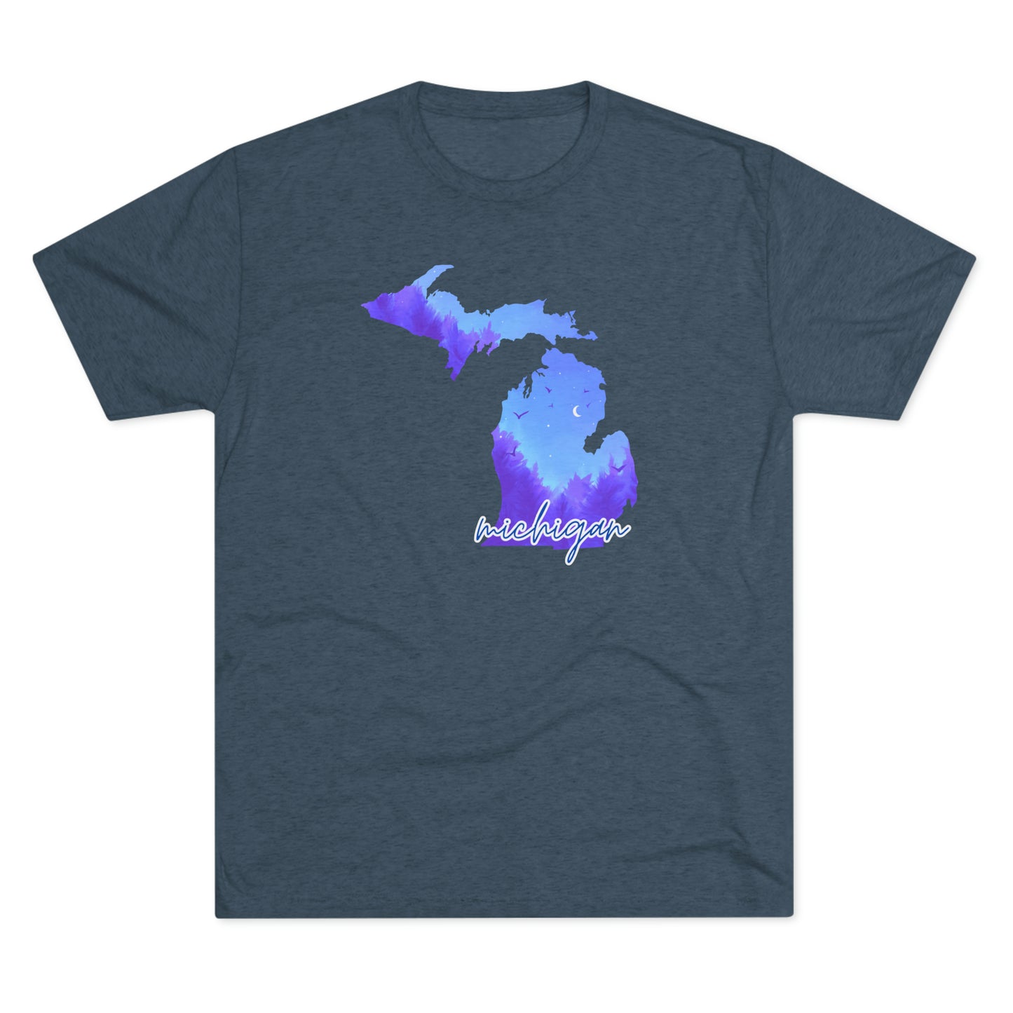 State of Michigan Nature Scene Unisex Tri-Blend Crewneck Tee