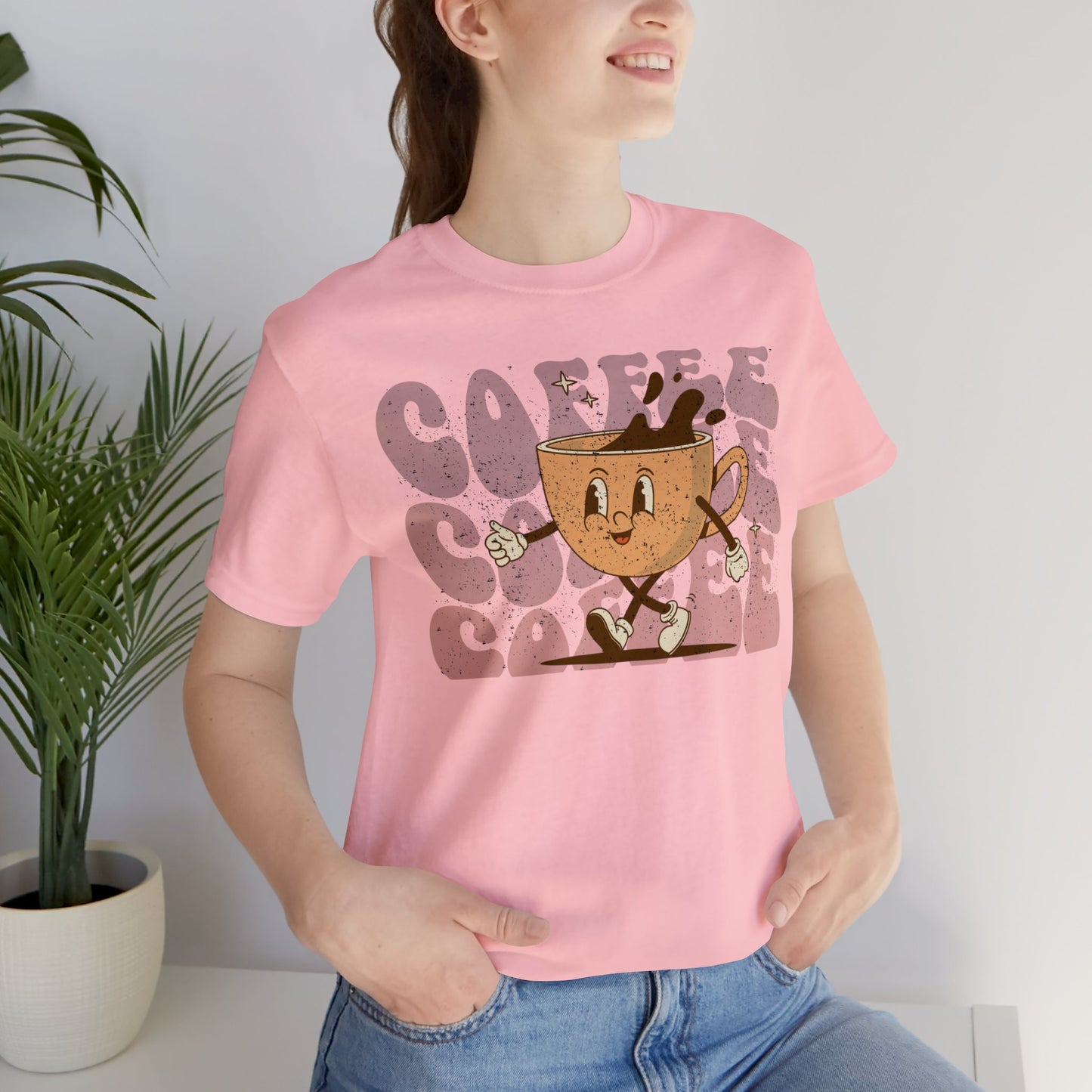 Retro Distressed Funny Coffee Lovers Short Sleeve Tee