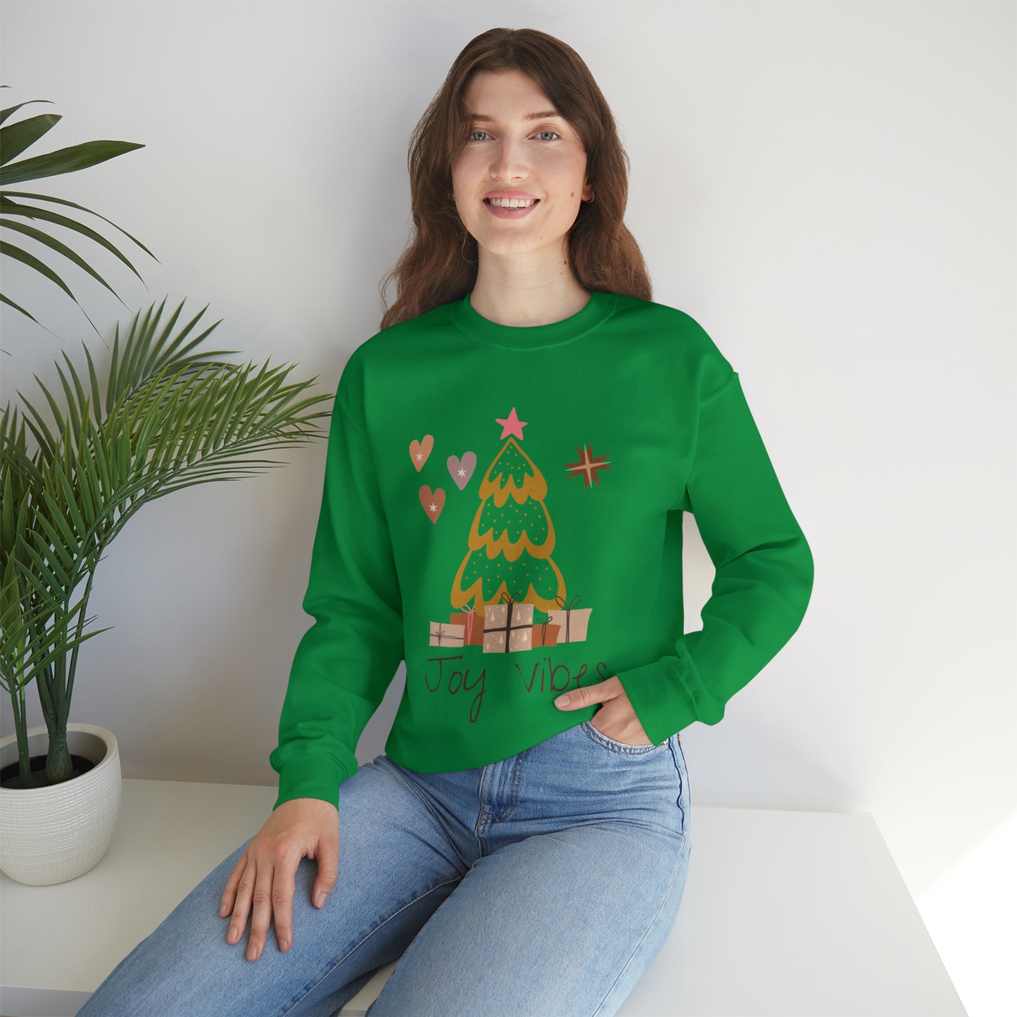 Unique Christmas Joy Vibes Crewneck Sweatshirt