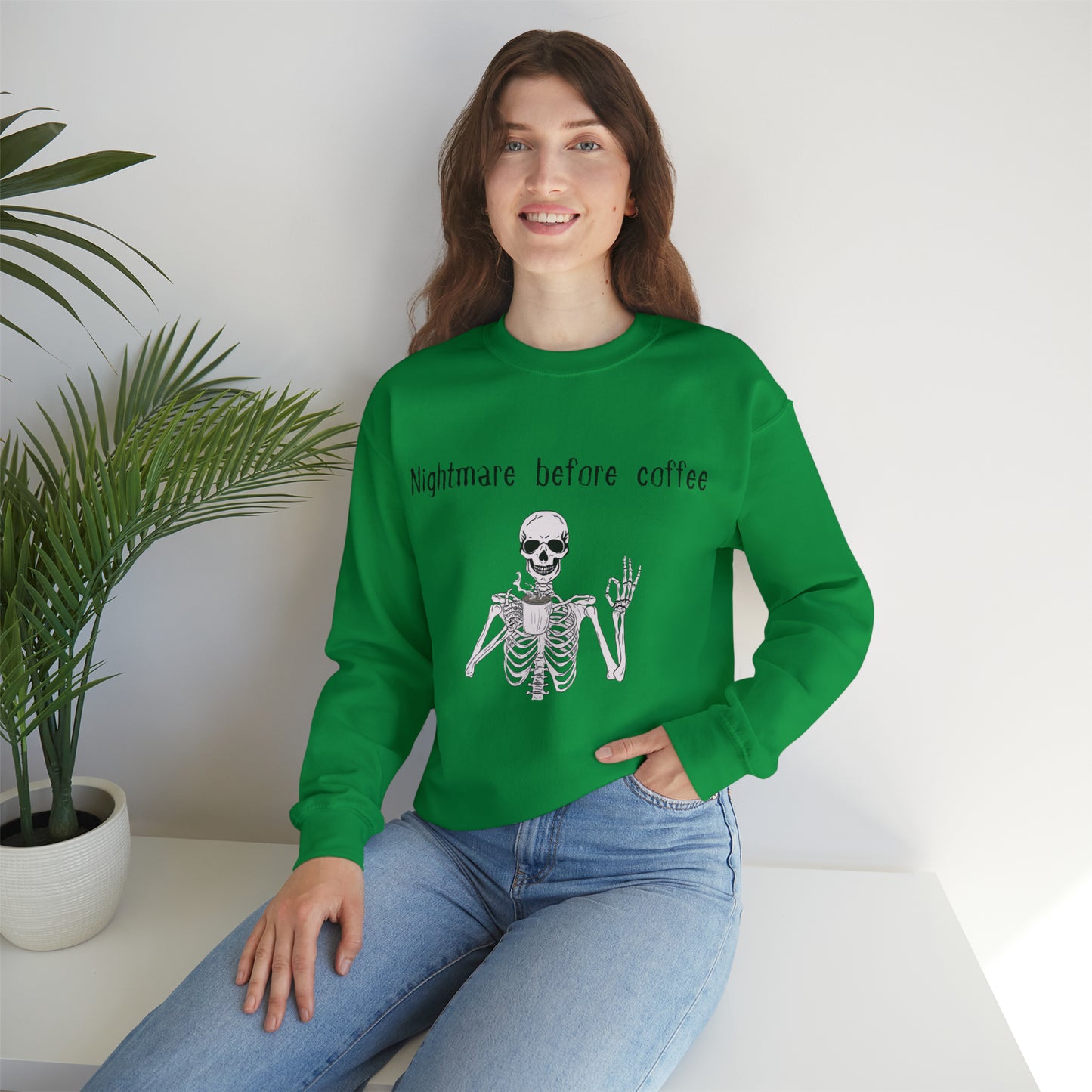 Nightmare Before Coffee Lovers Skeleton Crewneck Sweatshirt