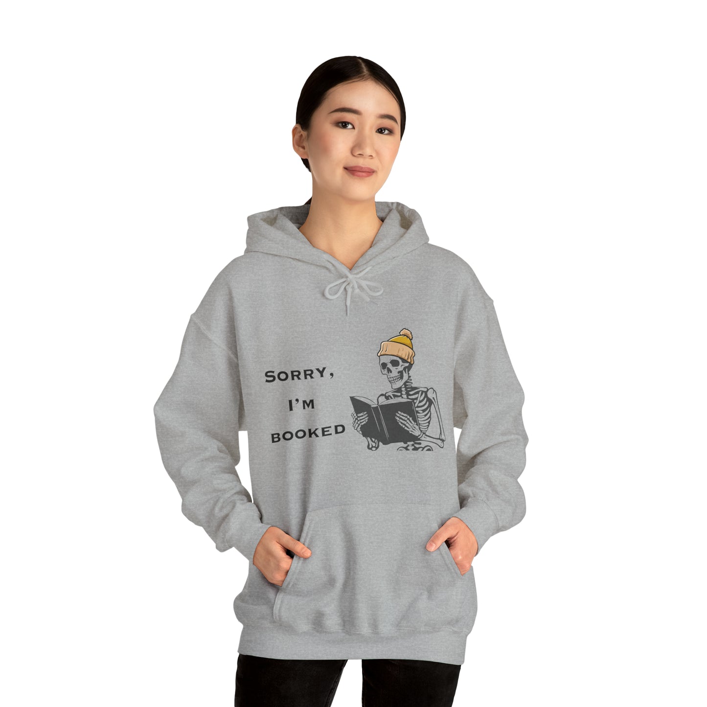 I'm Booked Skeleton Reading Book Lovers Hooded Sweatshirt