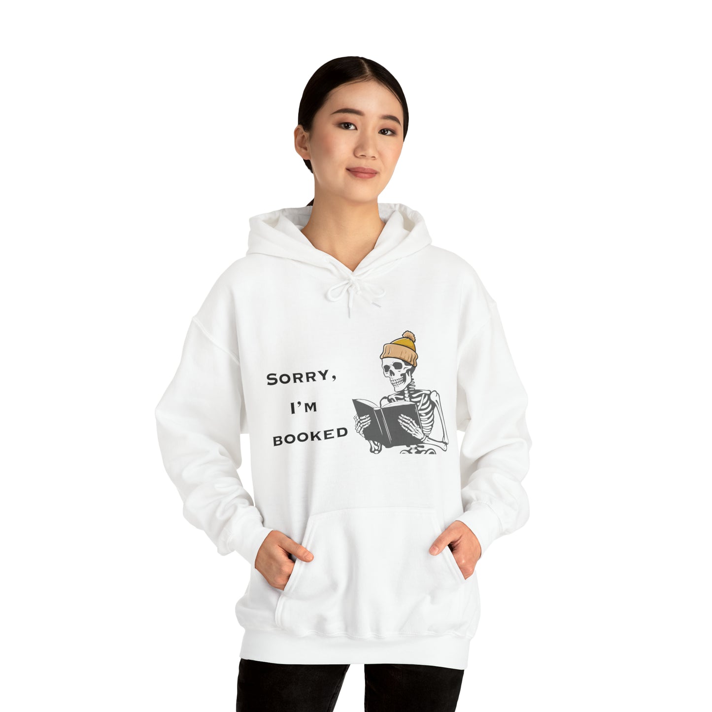 I'm Booked Skeleton Reading Book Lovers Hooded Sweatshirt