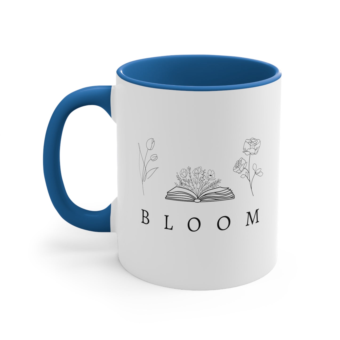 Bloom Flower and Book Colorful Accent Coffee Mug, 11oz