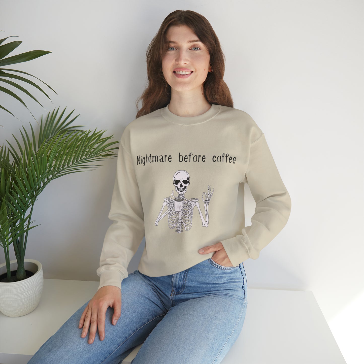 Nightmare Before Coffee Lovers Skeleton Crewneck Sweatshirt