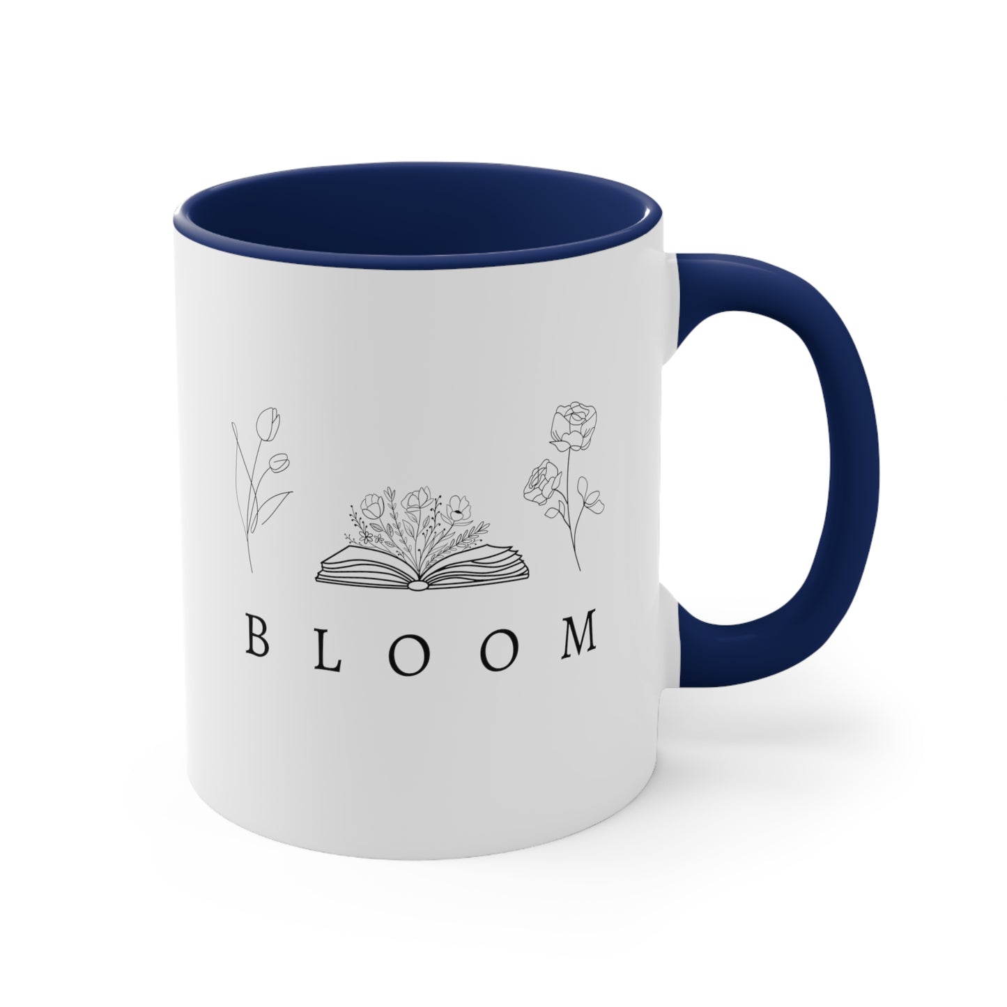 Bloom Flower and Book Colorful Accent Coffee Mug, 11oz