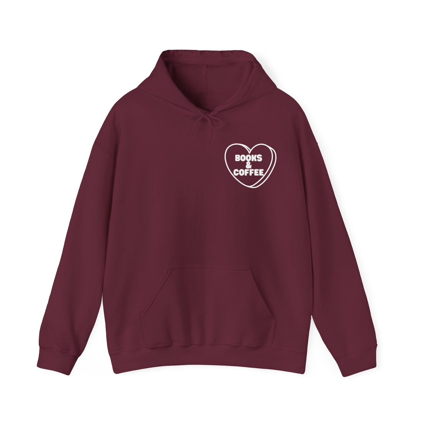 Cute Books and Coffee Heart Hooded Sweatshirt