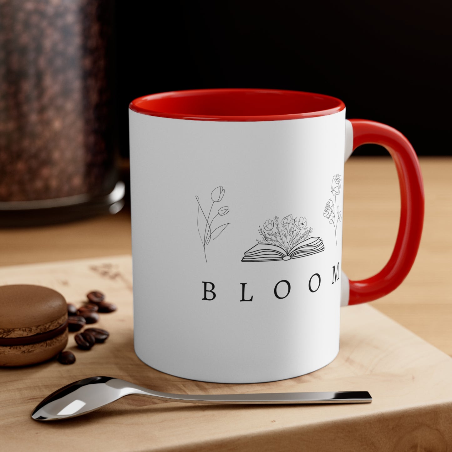 Bloom Flower and Book Colorful Accent Coffee Mug, 11oz