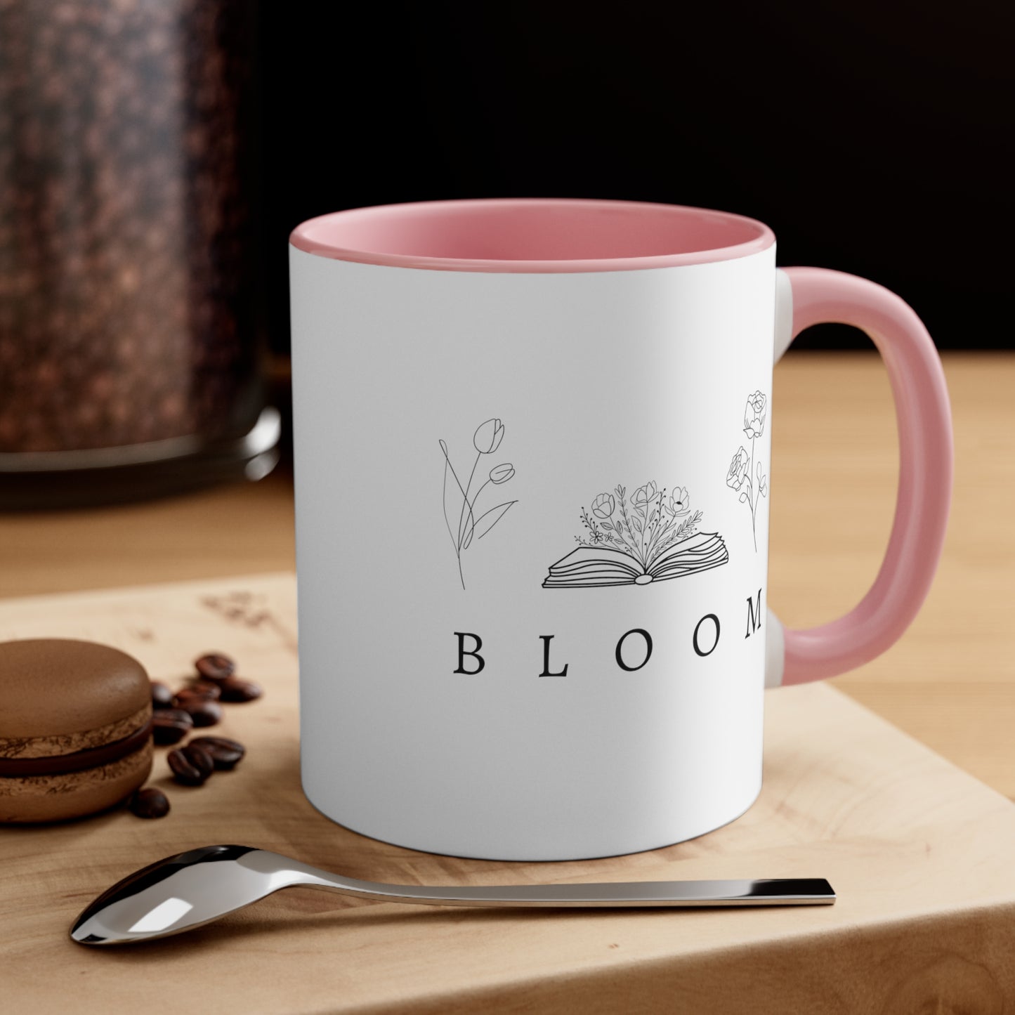 Bloom Flower and Book Colorful Accent Coffee Mug, 11oz