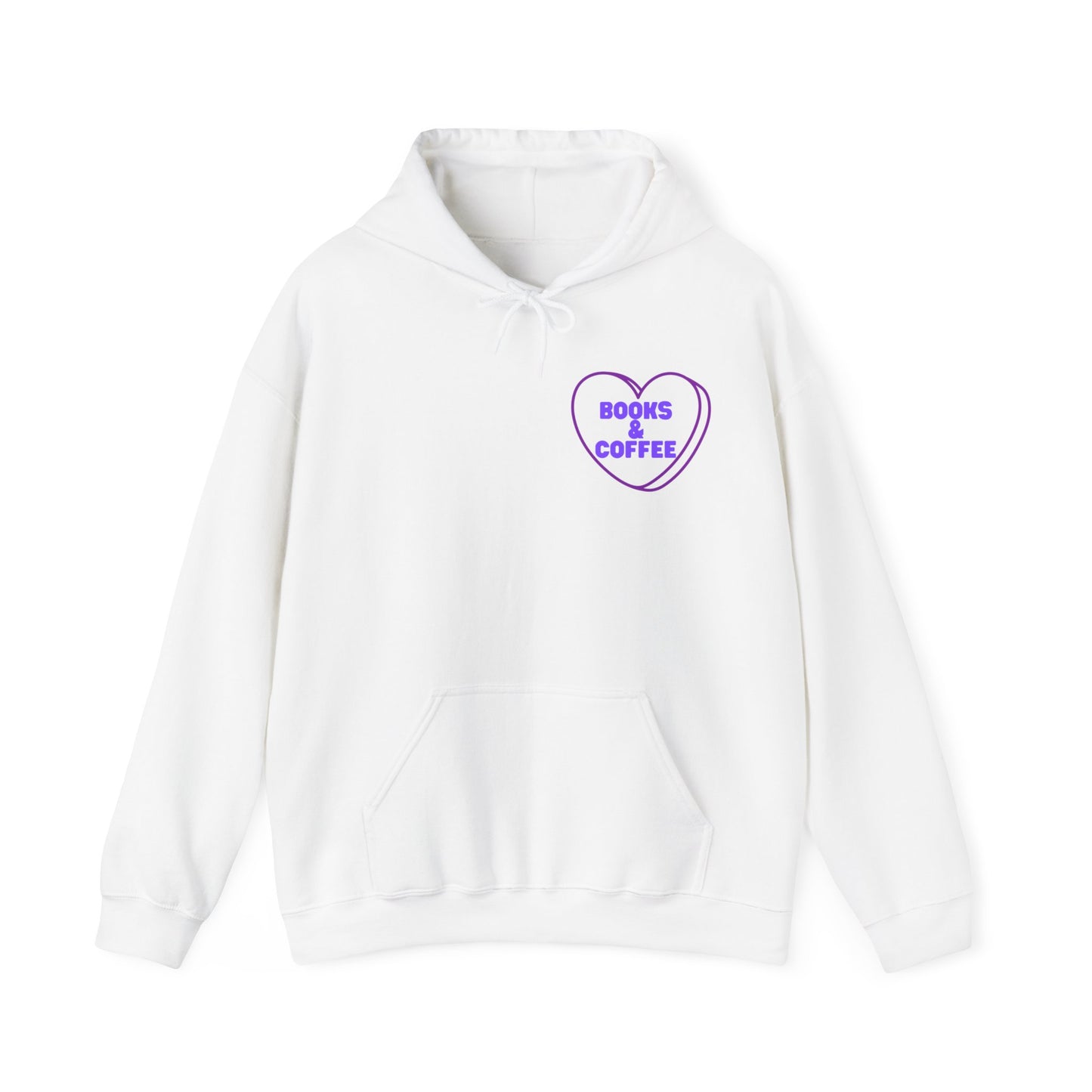 Cute Books and Coffee Heart Hooded Sweatshirt