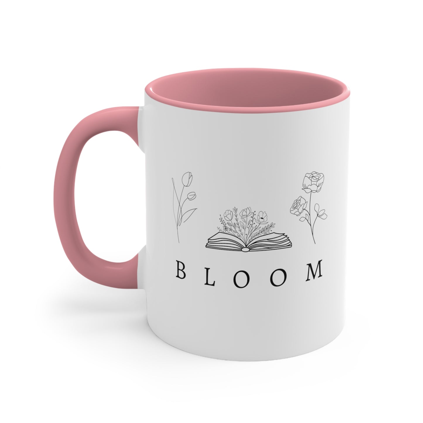 Bloom Flower and Book Colorful Accent Coffee Mug, 11oz