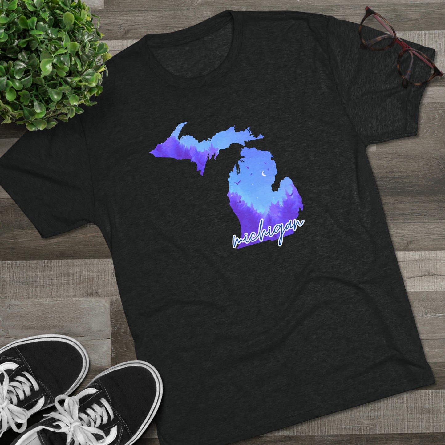 State of Michigan Nature Scene Unisex Tri-Blend Crewneck Tee