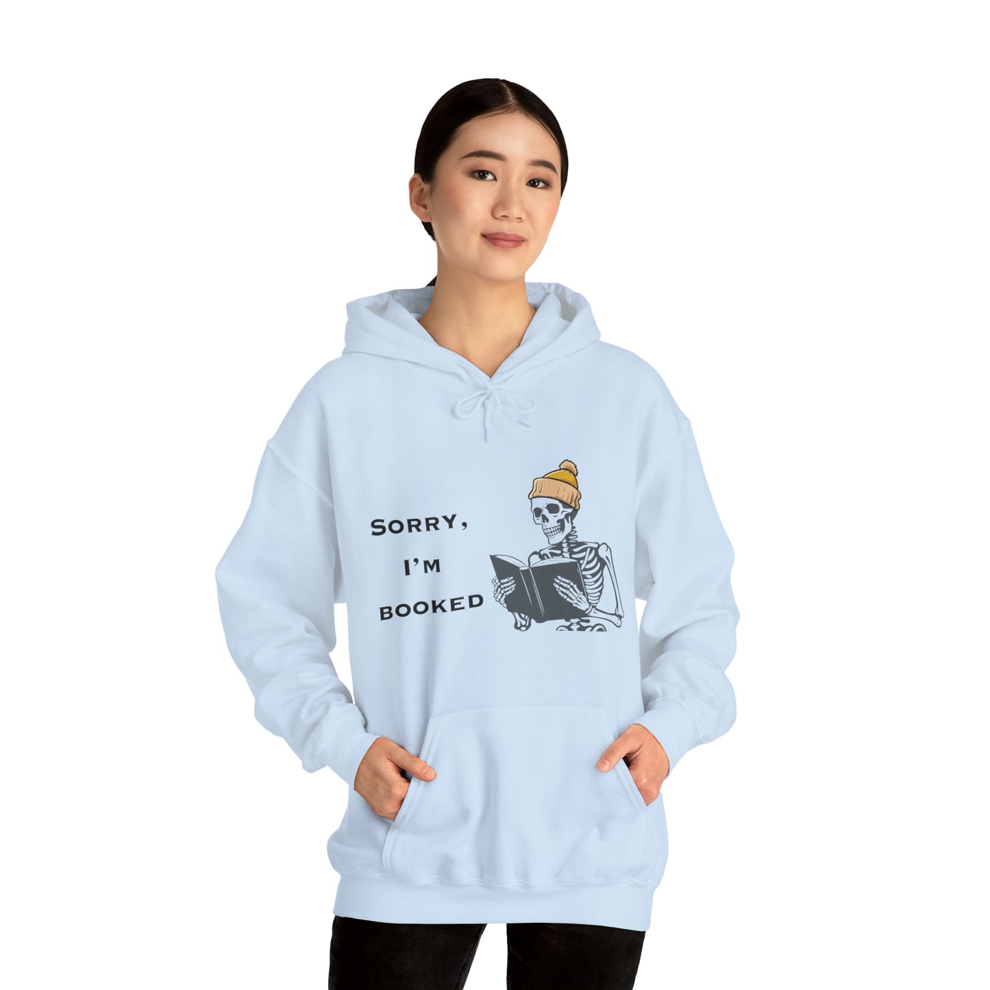 I'm Booked Skeleton Reading Book Lovers Hooded Sweatshirt