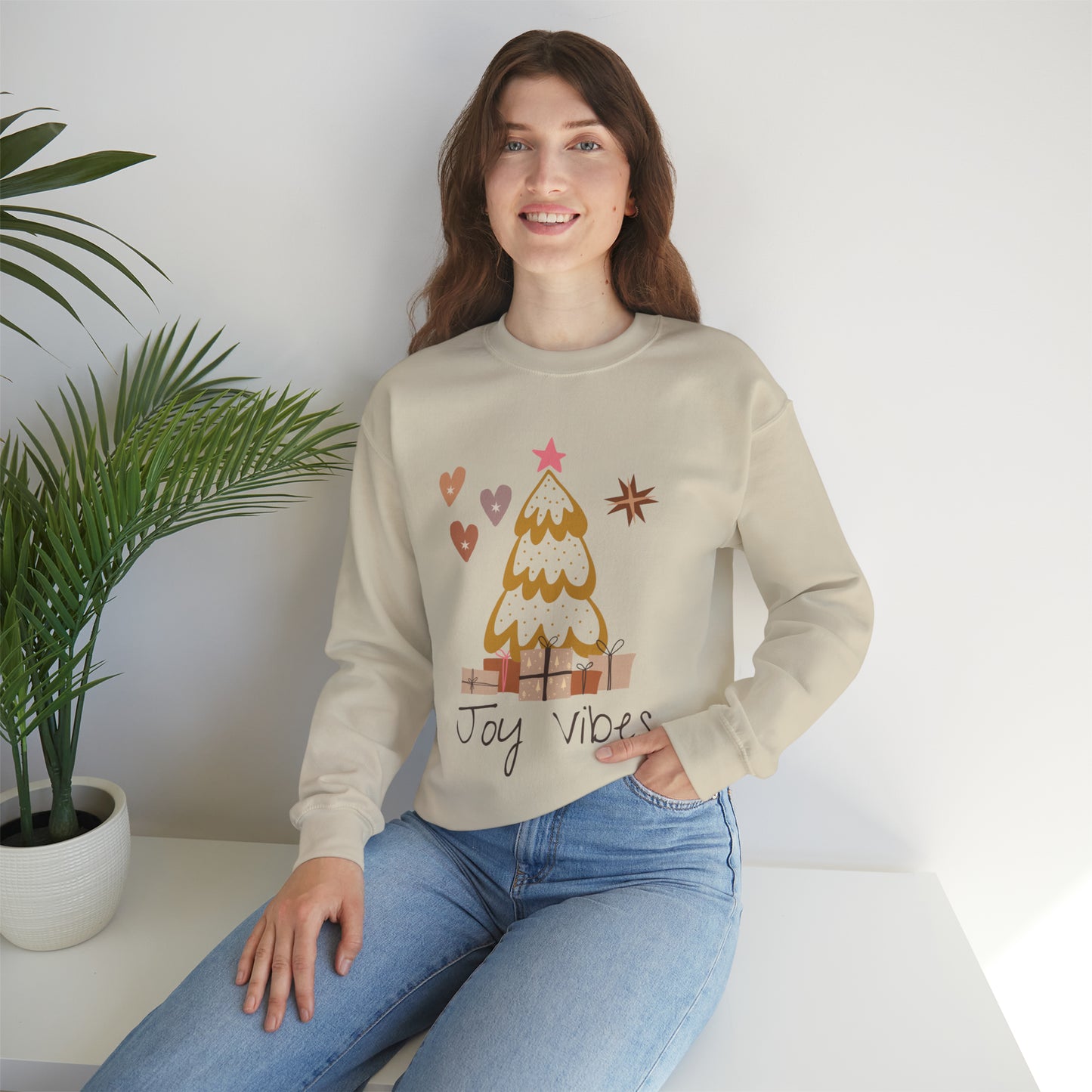 Unique Christmas Joy Vibes Crewneck Sweatshirt