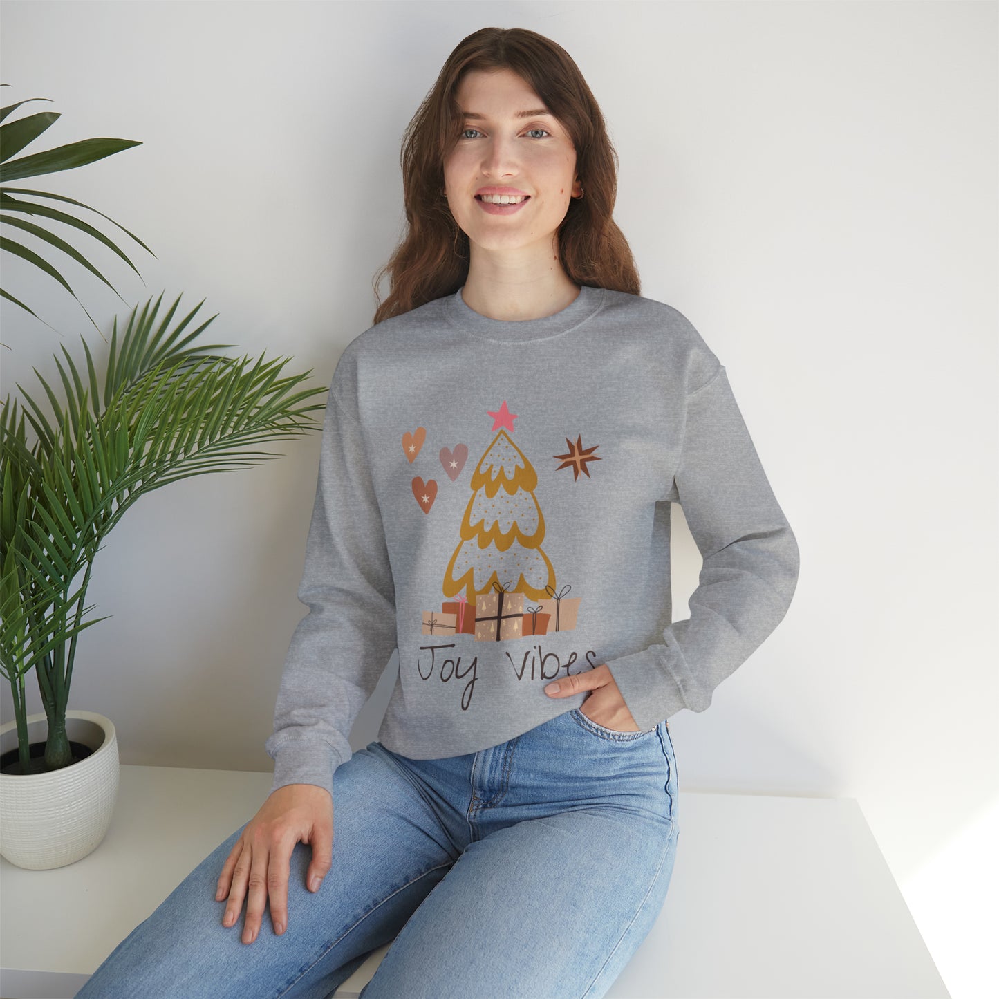 Unique Christmas Joy Vibes Crewneck Sweatshirt