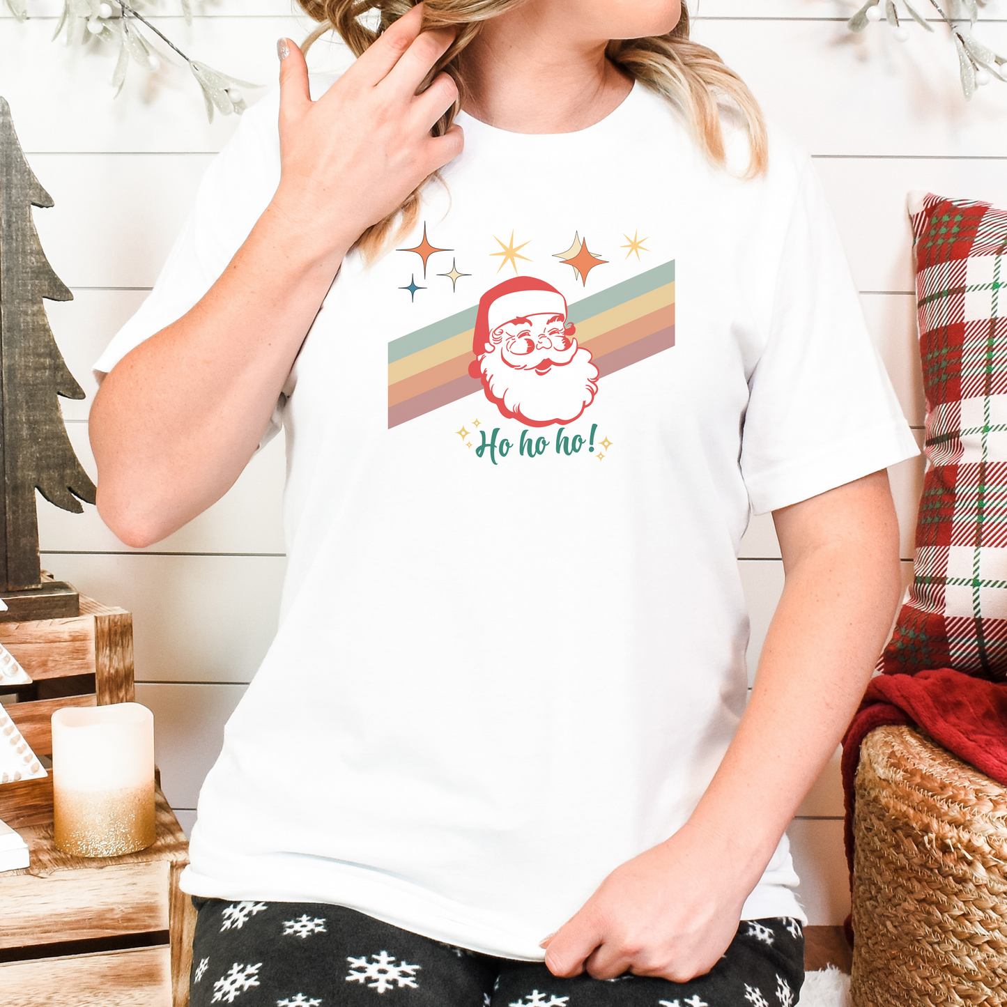 Retro Vintage Christmas Santa Ho Ho Ho Short Sleeve T-Shirt